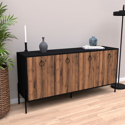 Buffet Twely pakoworld melamine walnut-black 160x40,5x79cm