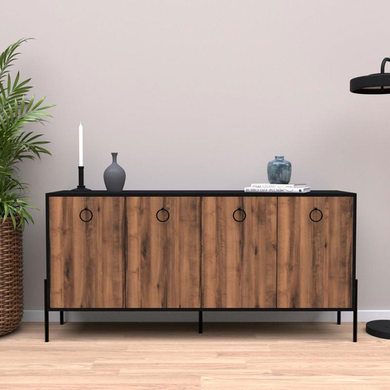 Buffet Twely pakoworld melamine walnut-black 160x40,5x79cm