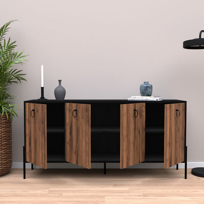 Buffet Twely pakoworld melamine walnut-black 160x40,5x79cm