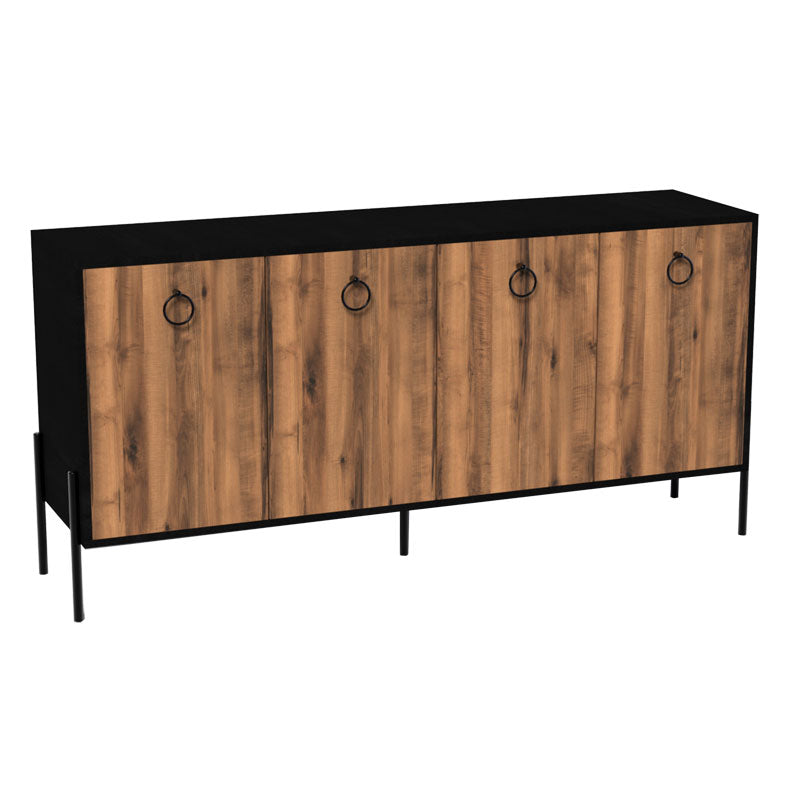 Buffet Twely pakoworld melamine walnut-black 160x40,5x79cm