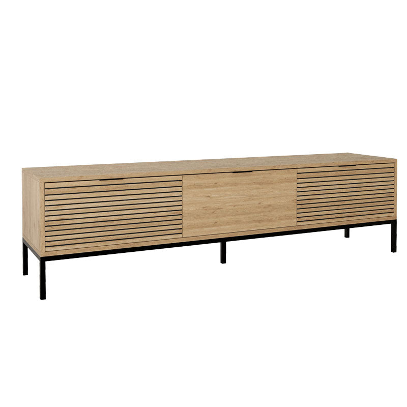 Tv stand-Medium sized buffet Leodrif pakoworld melamine oak-black 180x40x55cm