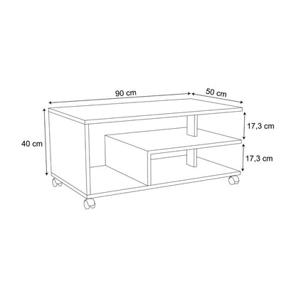 Coffee table Jayper pakoworld wheelbarrow melamine oak 90x50x40cm