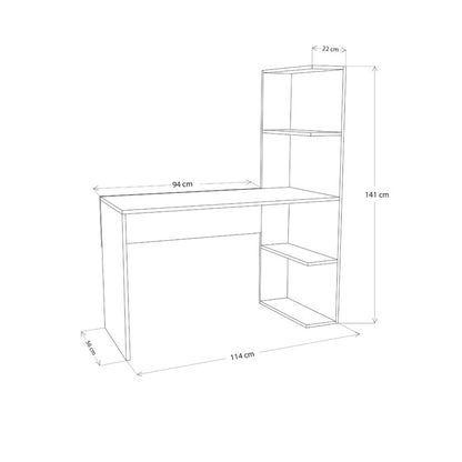 Study desk-bookcase Matthew pakoworld melamine white 114x56x141cm