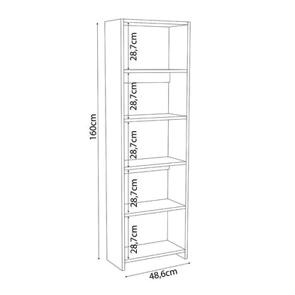 Bookcase Robelo pakoworld melamine white 48.6x22x160cm