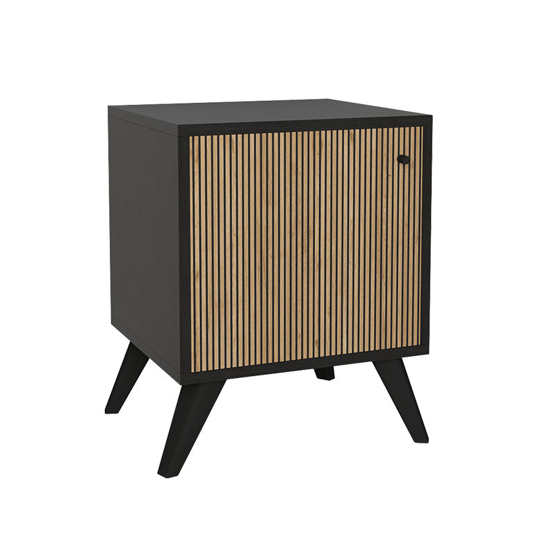 Bedside Flipter pakoworld melamine oak-black 40x40x55cm