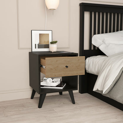 Bedside Flipter pakoworld melamine black-oak 40x40x55cm