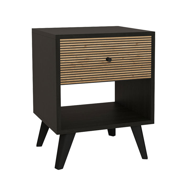 Bedside Flipter pakoworld melamine black-oak 40x40x55cm