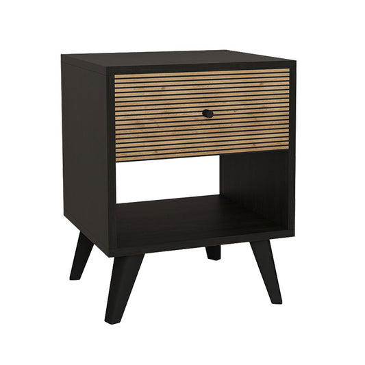 Bedside Flipter pakoworld melamine black-oak 40x40x55cm