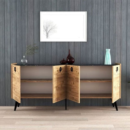 Buffet Jeslie pakoworld melamine oak-dark grey 180x40x79cm