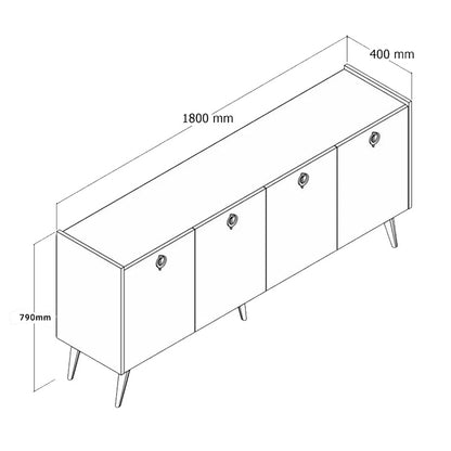 Buffet Jeslie pakoworld melamine oak-dark grey 180x40x79cm