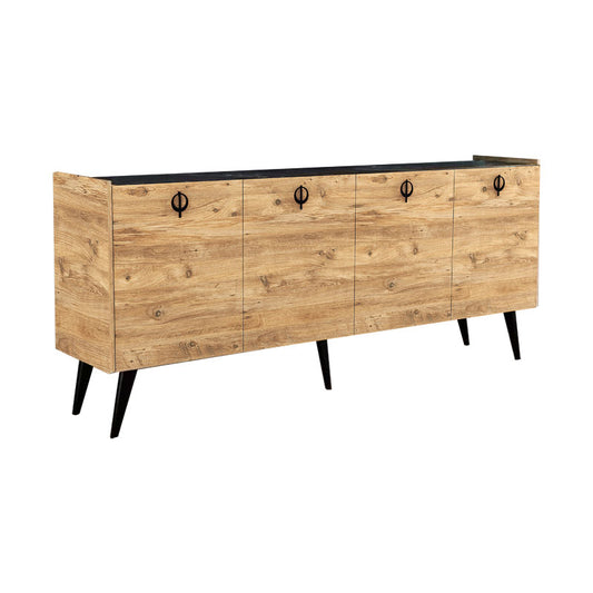 Buffet Jeslie pakoworld melamine oak-dark grey 180x40x79cm