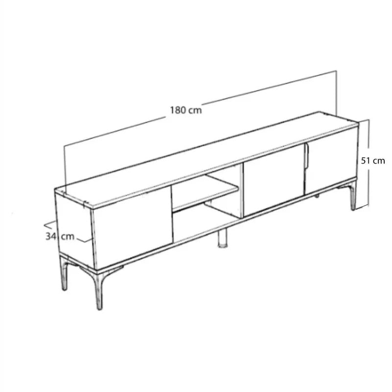 Tv stand Kowel pakoworld melamine dark grey-oak 180x34x51cm