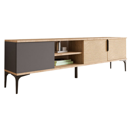 Tv stand Kowel pakoworld melamine dark grey-oak 180x34x51cm