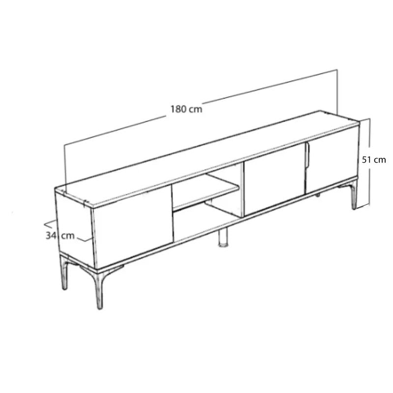 Tv stand Kowel pakoworld melamine white-oak 180x34x51cm