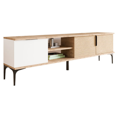 Tv stand Kowel pakoworld melamine white-oak 180x34x51cm