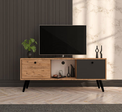 Tv stand Loijo pakoworld melamine walnut-dark grey 140x30x53,5cm