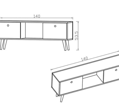 Tv stand Loijo pakoworld melamine walnut-dark grey 140x30x53,5cm