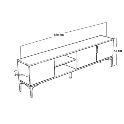 Tv stand Grego pakoworld melamine white-dark grey 180x34x51cm