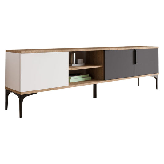 Tv stand Grego pakoworld melamine white-dark grey 180x34x51cm