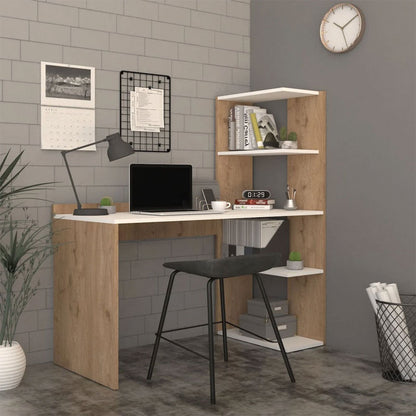 Study desk-bookcase Caolin pakoworld melamine oak-white 120x52x140cm