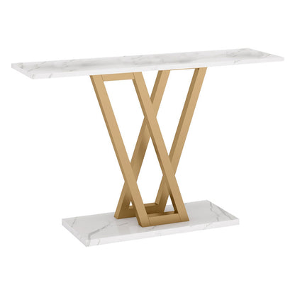 Console Wirmo pakoworld marble white melamine-gold metal leg 110x30x80cm