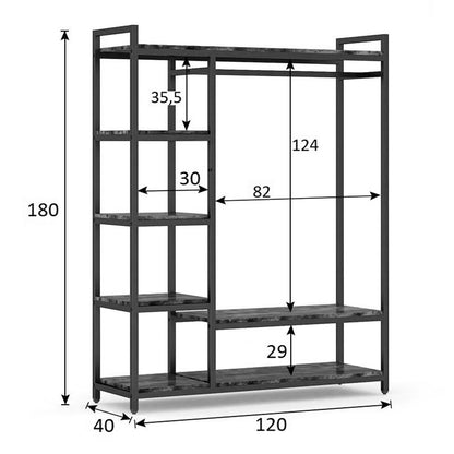 Entrance unit Moel pakoworld walnut-black 120x40x180cm