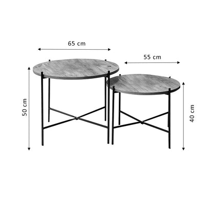 Coffee table Forfu pakoworld set 2 pieces oak-black