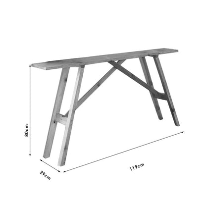 Console Roosevelt pakoworld solid pine wood 35mm walnut 119x29x80cm
