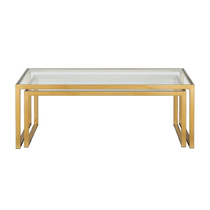 Redro pakoworld coffee table set of 2 gold metal-glass 100x40x45cm