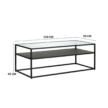 Coffee table Kaghetana pakoworld black metal-glass 110x50x45cm