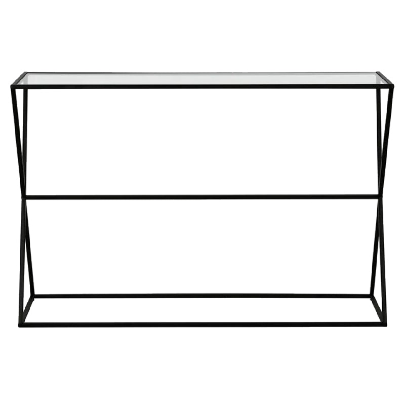 Console Loujie pakoworld black metal-glass 100x30x76cm