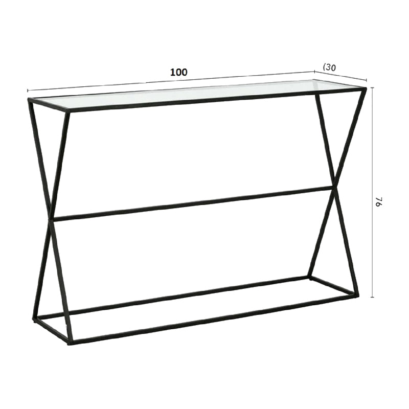Console Loujie pakoworld black metal-glass 100x30x76cm