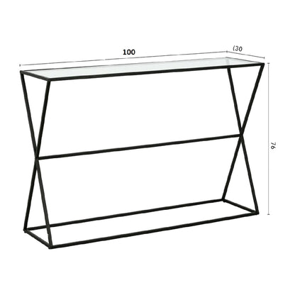 Console Loujie pakoworld black metal-glass 100x30x76cm