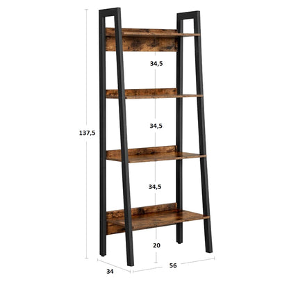 Bookcase Zegria pakoworld walnut-black melamine 56x34x137cm