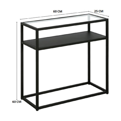 Side table Levian pakoworld black metal-glass 60x25x60cm