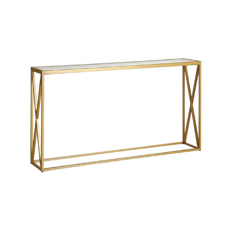 Metal console with glass surface Kantoo in gold shade 120x25x75cm