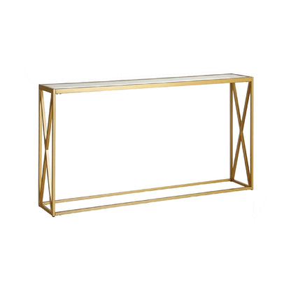Metal console with glass surface Kantoo in gold shade 120x25x75cm