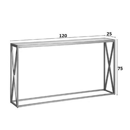 Metal console with glass surface Kantoo in gold shade 120x25x75cm