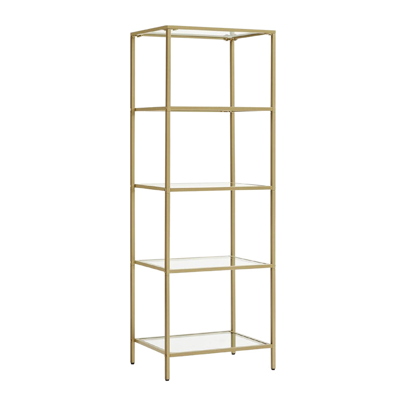 Metal shelf with glass surface Letus in golden shade 40x30x125cm
