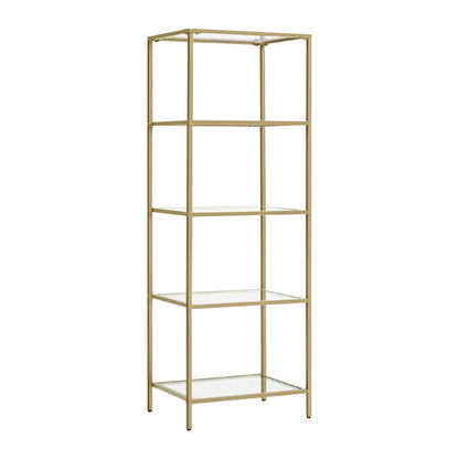 Metal shelf with glass surface Letus in golden shade 40x30x125cm