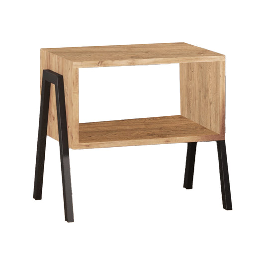 Taffa pakoworld bedside table with black metal legs in sonoma shade 49x35x49cm