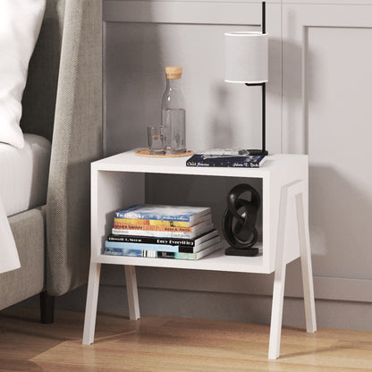 Taffa pakoworld bedside table with white metal legs in white shade 49x35x49cm