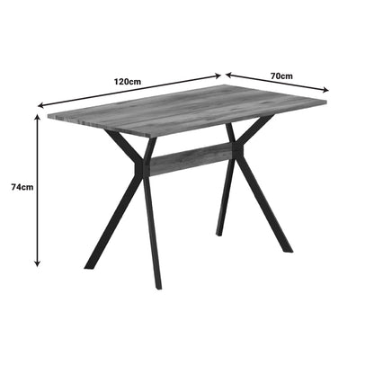 Laluka table with black metal legs in walnut shade 120x70x74cm