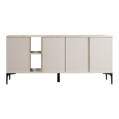 Vetine pakoworld sideboard in gray-beige color and marble-look surface 180x45x80cm