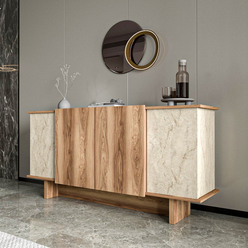 Aramos pakoworld sideboard in walnut shade with marblew effect 180x45x80cm