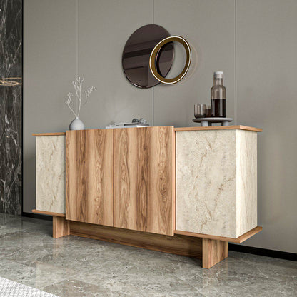 Aramos pakoworld sideboard in walnut shade with marblew effect 180x45x80cm
