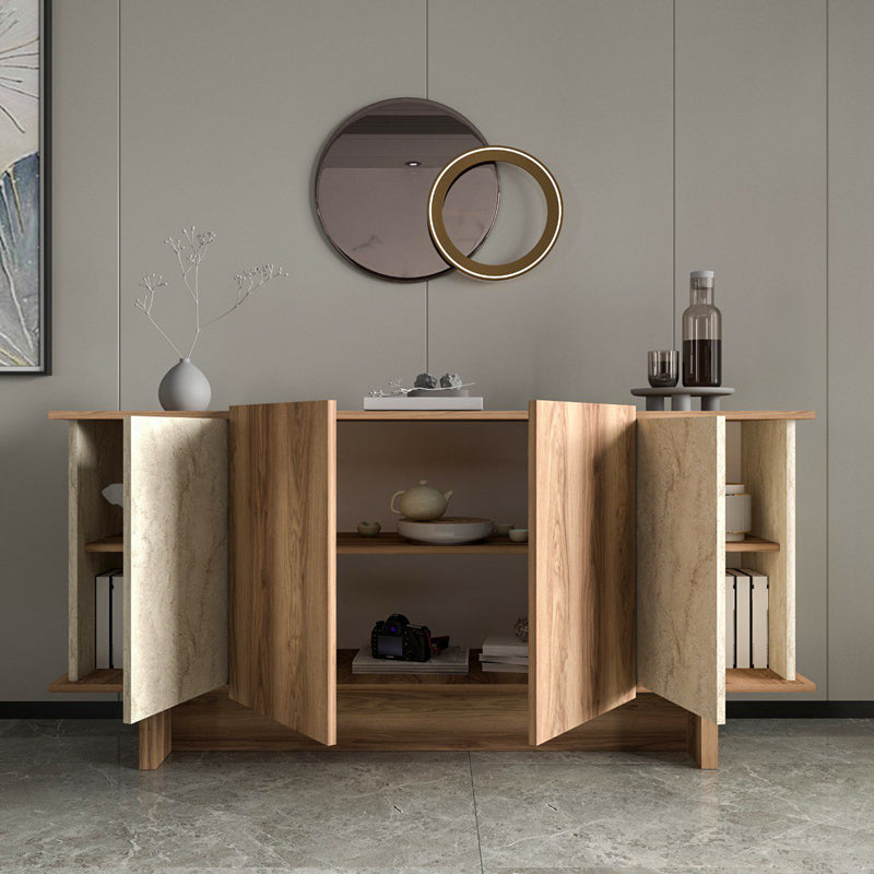 Aramos pakoworld sideboard in walnut shade with marblew effect 180x45x80cm