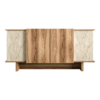 Aramos pakoworld sideboard in walnut shade with marblew effect 180x45x80cm
