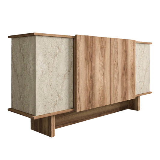 Aramos pakoworld sideboard in walnut shade with marblew effect 180x45x80cm