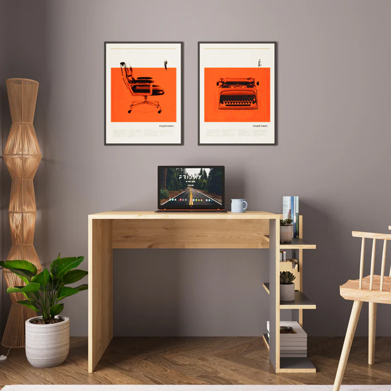 Toska pakoworld work desk in oak-anthracite shade 114x56x76cm